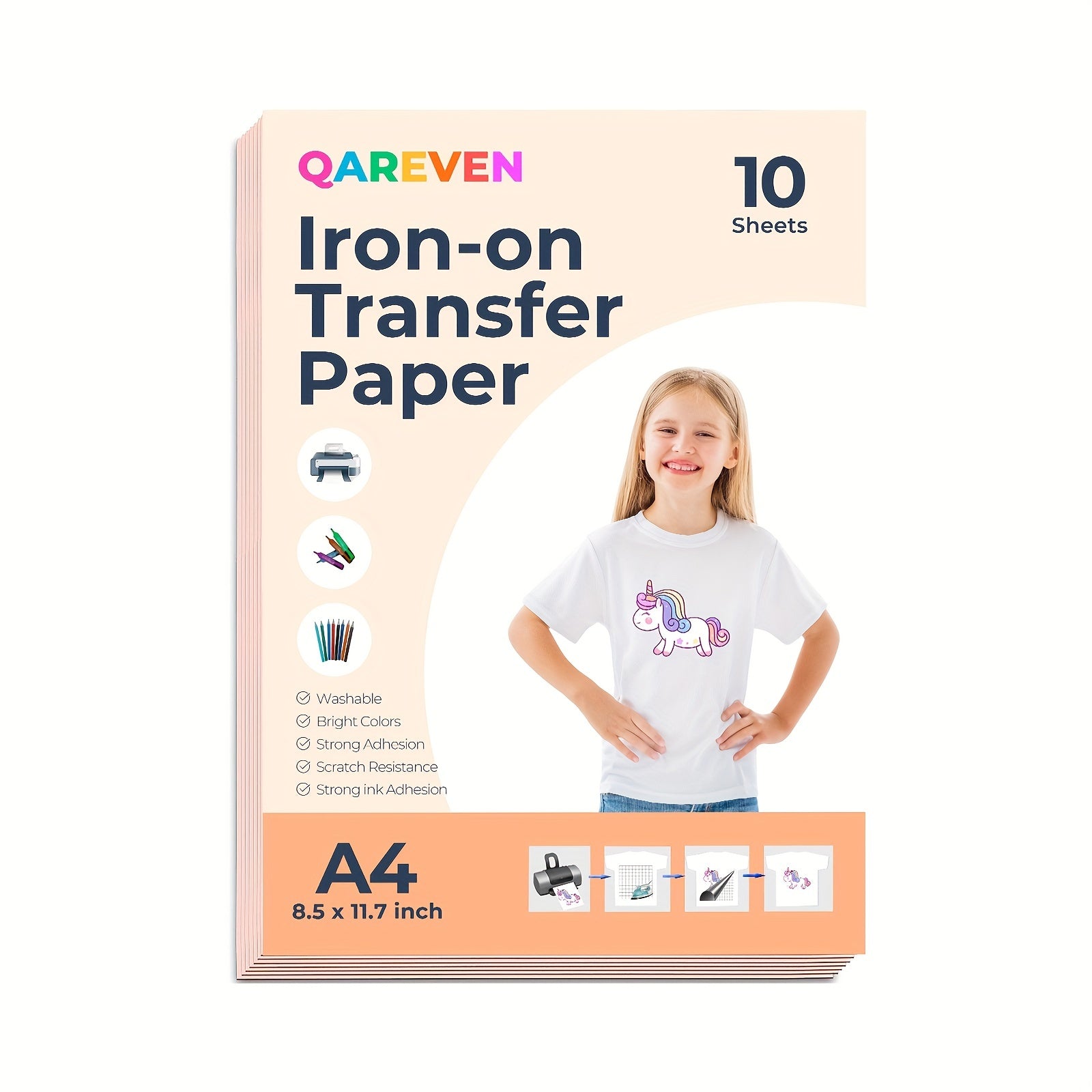 20 Sheets Iron-On Heat Transfer Paper for Light T-Shirts