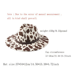 Leopard Pattern Fedora Wide Brim Winter Hat for Women