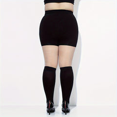 Plus Size Colorblock Cat Print Tights Tummy Control High Rise Footed