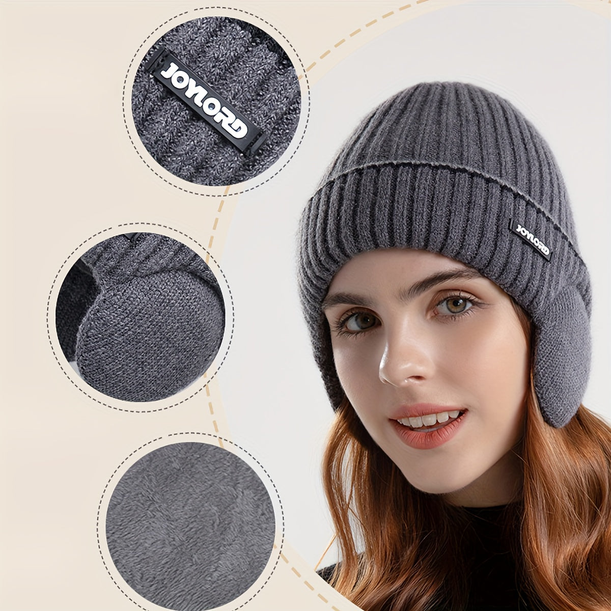 Winter Knitted Hat Outdoor Plus Velvet Thickened Ear Protection Warm Hat