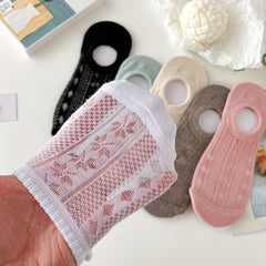 6 Pairs Jacquard Ankle Socks Hollow Out Breathable Women's Stock