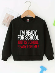 Boys School Letter Print Hooded Sweatshirt