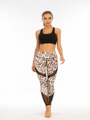 Leopard Yoga Leggings High Stretch Quick Drying Mesh Stitching Pants