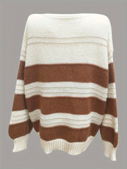 Striped Knitted Long Sleeve Pullover Jumper