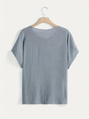 Casual Top Women's Plus Solid Short Sleeve Round Neck Oversized T
