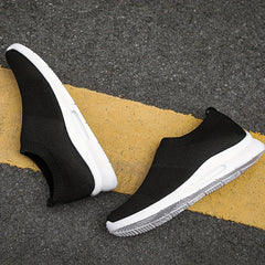 Breathable Knit Sneakers Comfortable Slip-on Shoes Women's Casual Solid Shoes