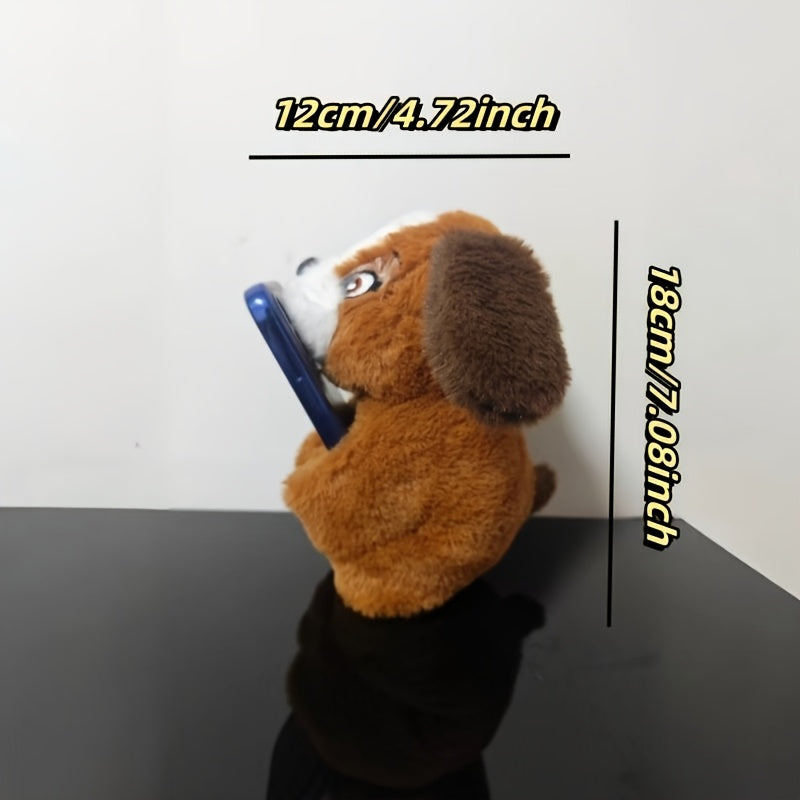Fluffy Brown Puppy Plush Wristband Toy