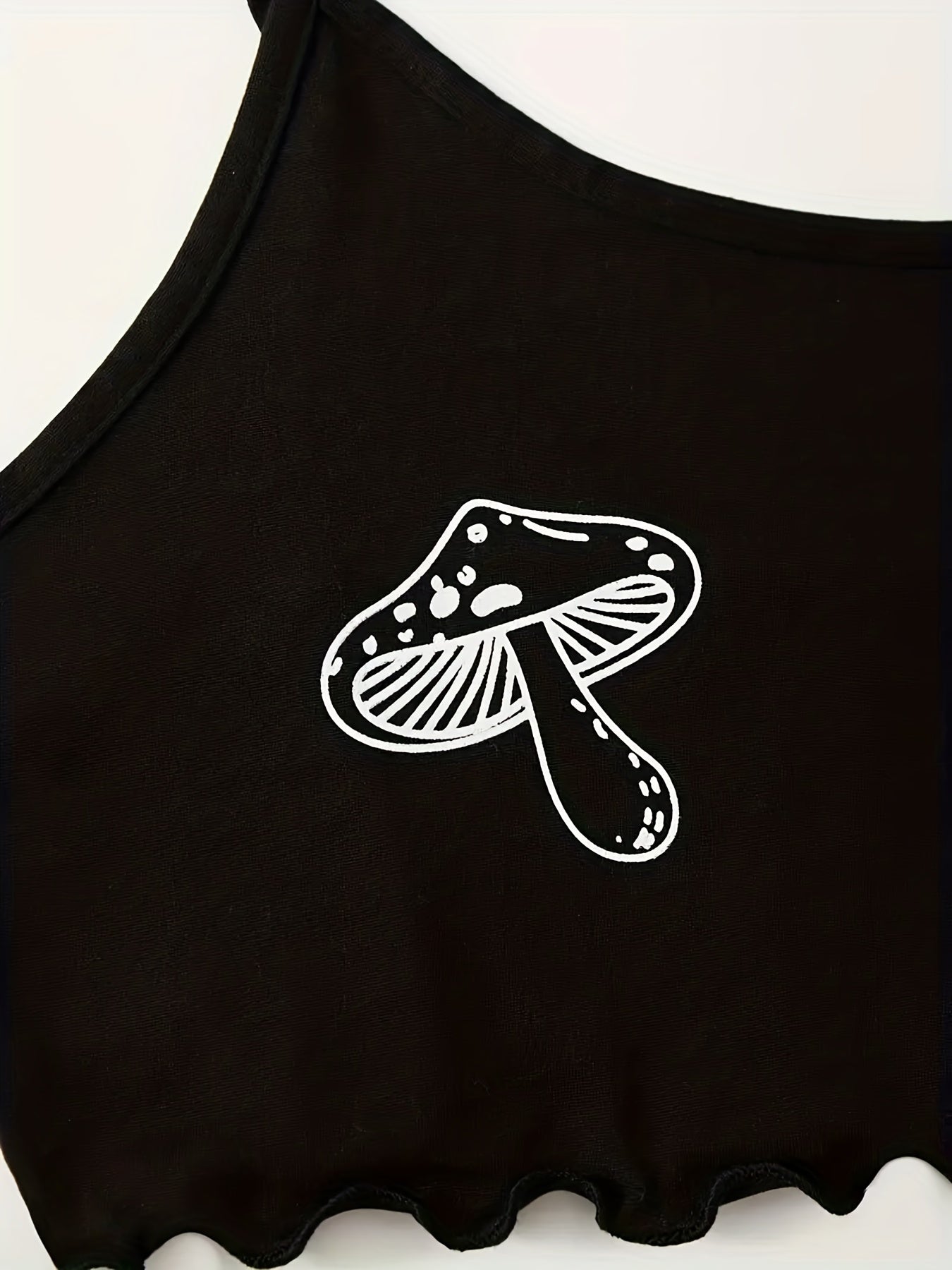 Mushroom Print Lounge Set Sleeveless Cami Crop Top & Bow Elastic Shorts