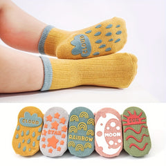 5 Pairs Knit Floor Socks for Toddler Boys Girls