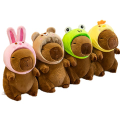 Capybara Plush Toy with Hat Soft Yellow & Green Stuffed Animal