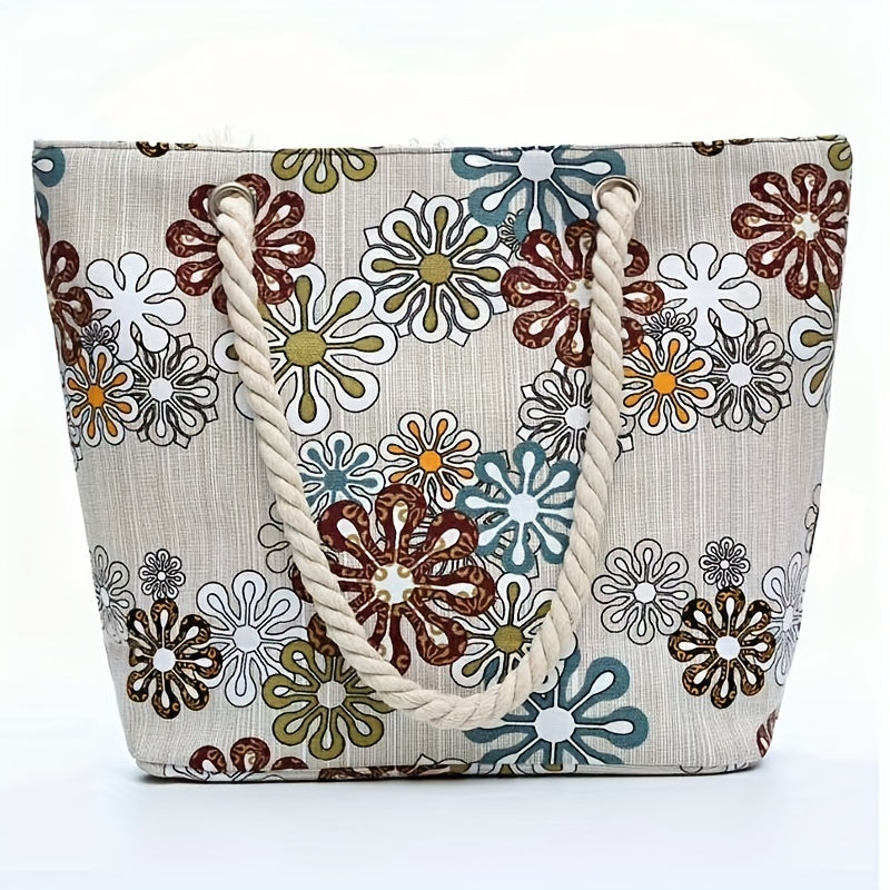 Vintage Pattern Tote Satchel Bag Canvas Travel Handbag