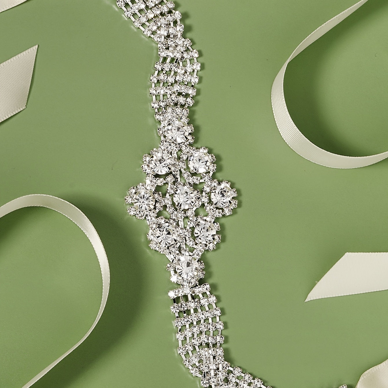 Crystal Rhinestone Bridal Belt with Organza Ribbon