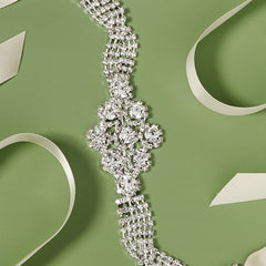 Crystal Rhinestone Bridal Belt with Organza Ribbon