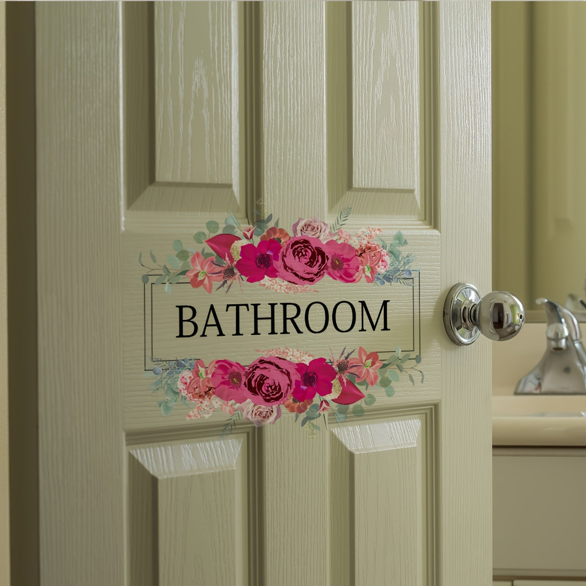 Bathroom Flowers Wall Sticker Toilet Decor Self-adhesive Removable