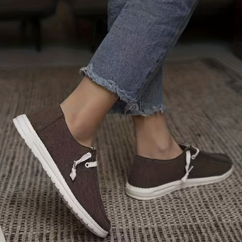 Women's Minimalist Flat Canvas Lace Up Sneakers Lightweight Slip On Shoes