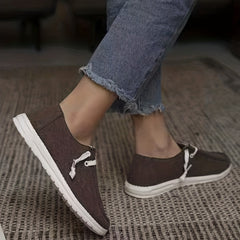 Women's Minimalist Flat Canvas Lace Up Sneakers Lightweight Slip On Shoes
