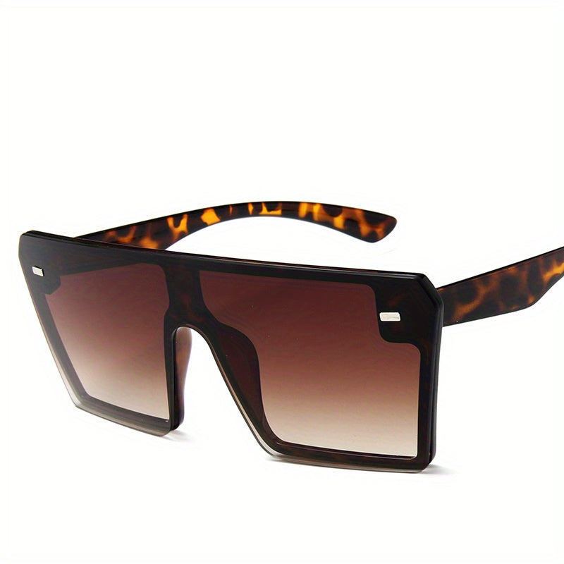 Oversized Flat Top Sunglasses Ombre Lens Square Frame Rivet Decor UV400