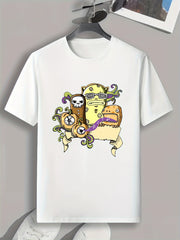 Funny Cartoon Print Men's Graphic Tee for Summer