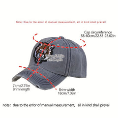Tiger Embroidery Vintage Distressed Baseball Cap