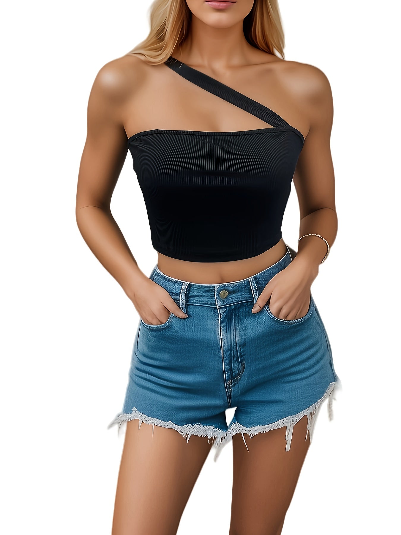 Asymmetrical Solid Crop Top Sexy Slim Summer Sleeveless Top
