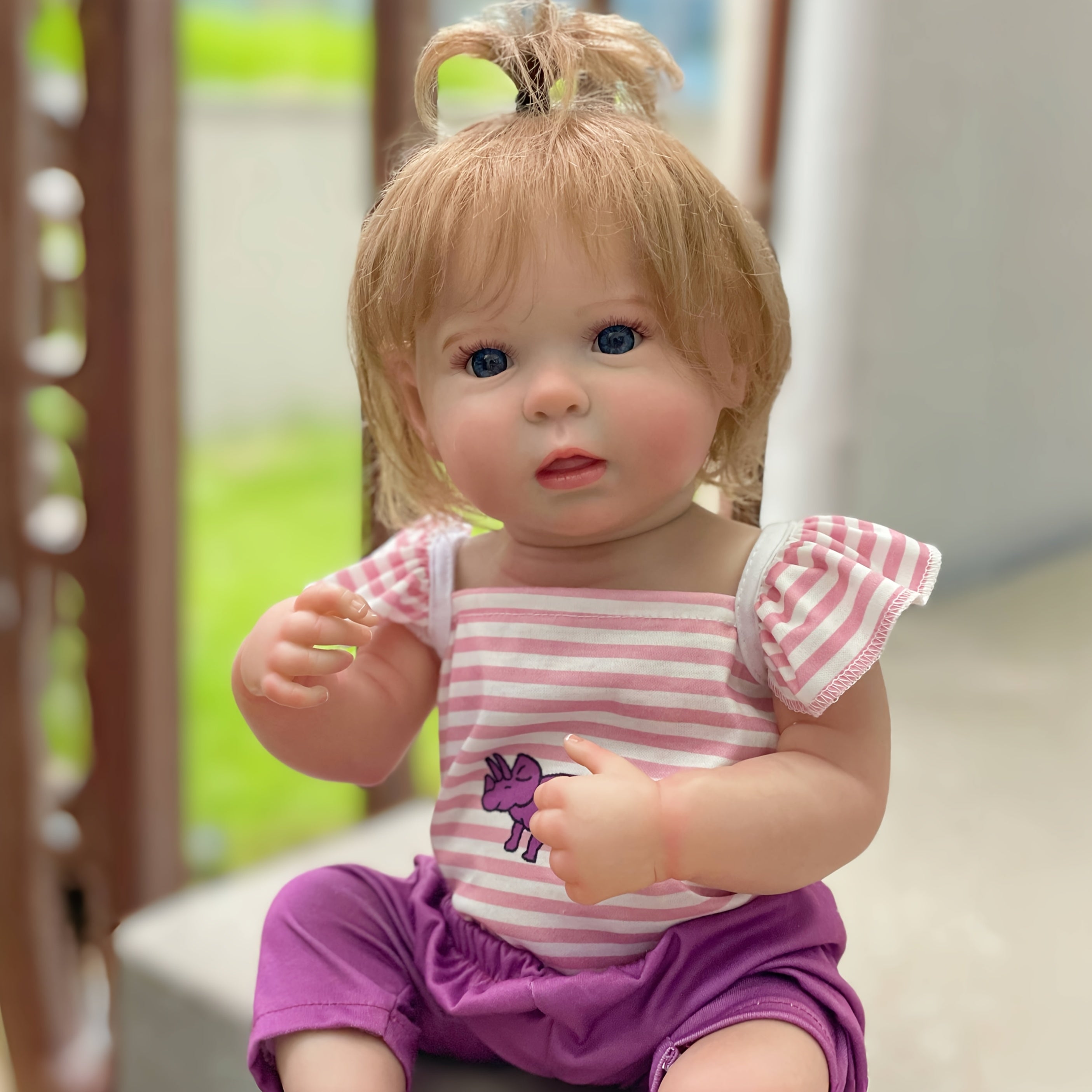 46cm Reborn Doll Open Eyes 2 Outfits Waterproof Rooted Hair Perfect Gift