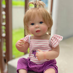 46cm Reborn Doll Open Eyes 2 Outfits Waterproof Rooted Hair Perfect Gift