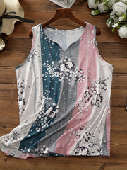 Floral Print Notched Neck Tank Top