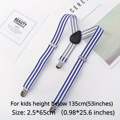 Kids Suspenders & Bow Tie Set - Y Back, Adjustable, Strong Clips