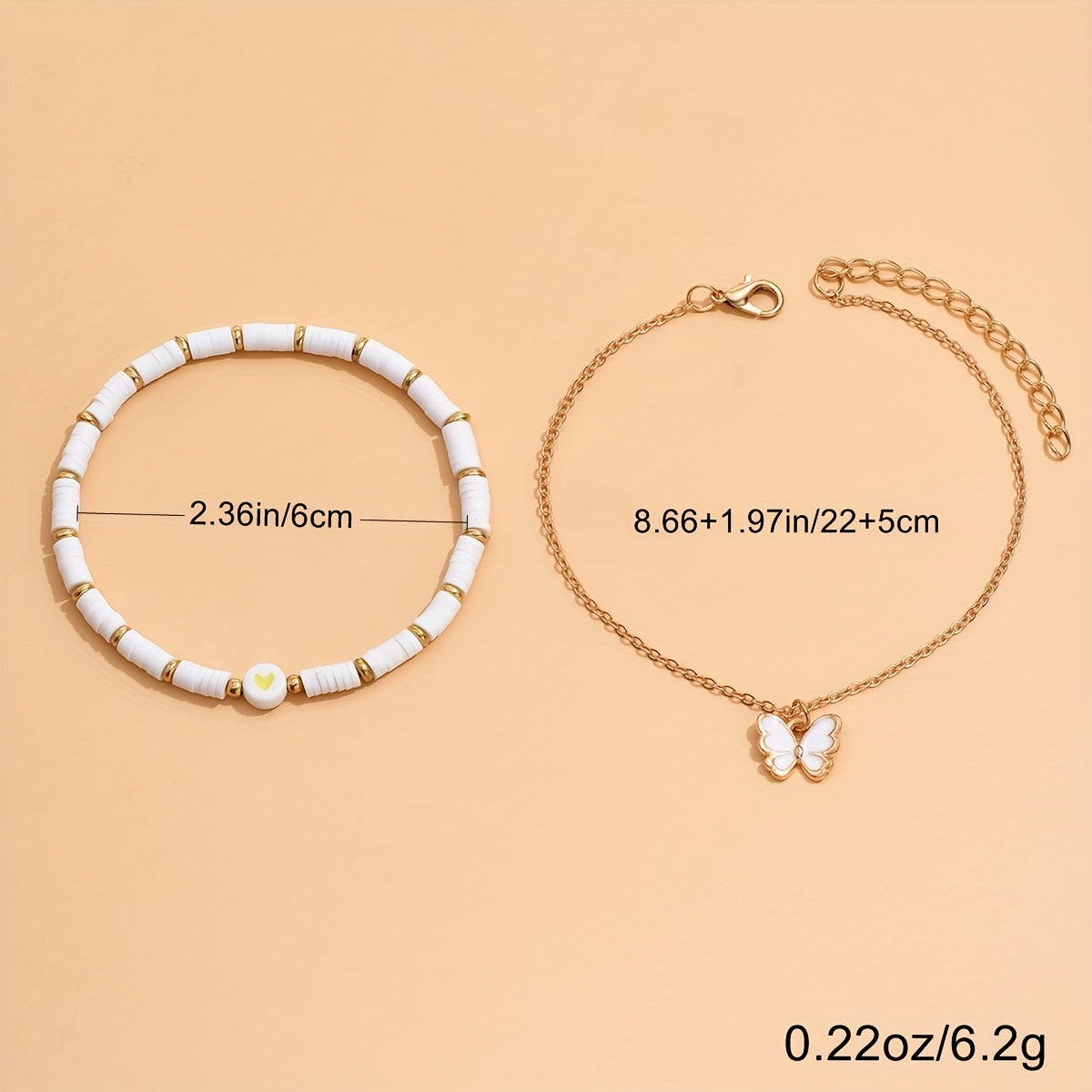 Oil Butterfly Pendant Chain Anklet Set Vintage Style Bracelets