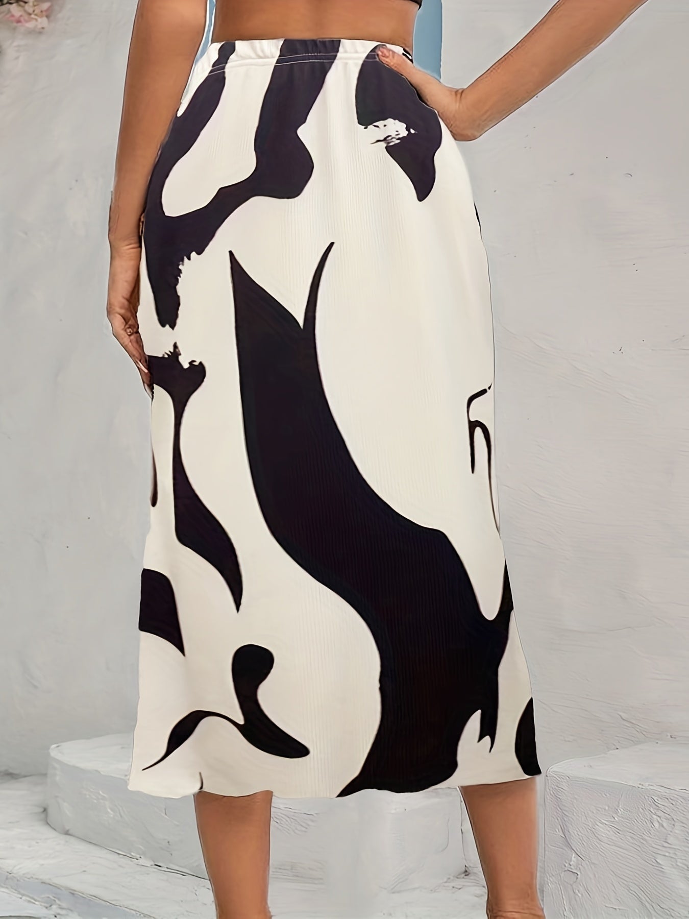 Graphic Print Elastic Waist Skirt Bodycon Skirt Spring & Summer