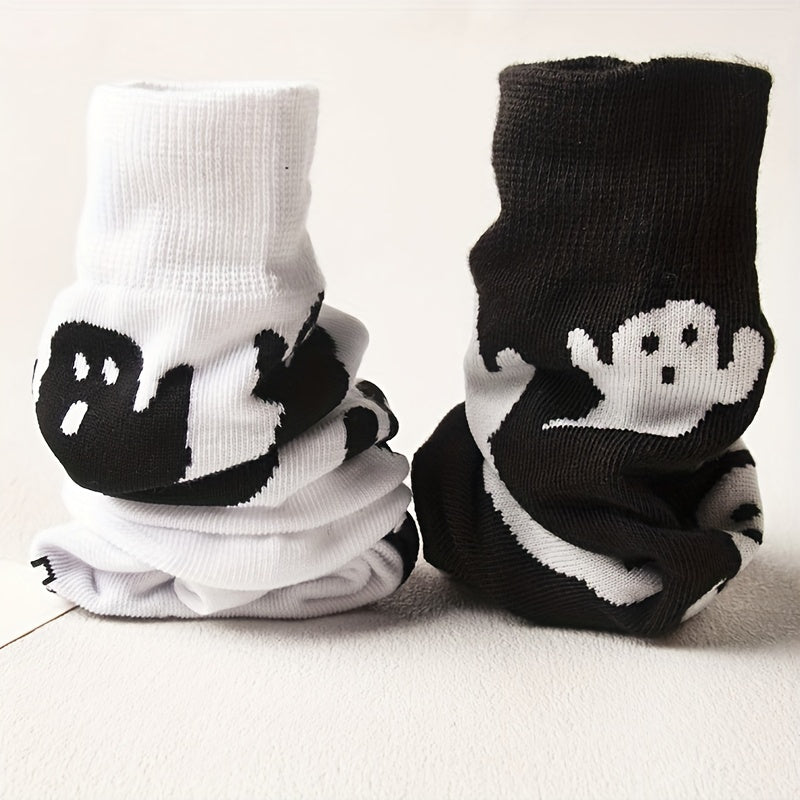 4 Pairs Cartoon Ghost Print Socks Women's Stockings