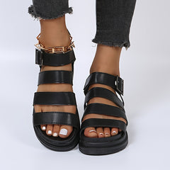 Women's Platform Roman Sandals Open Toe Ankle Buckle Strap Shoes