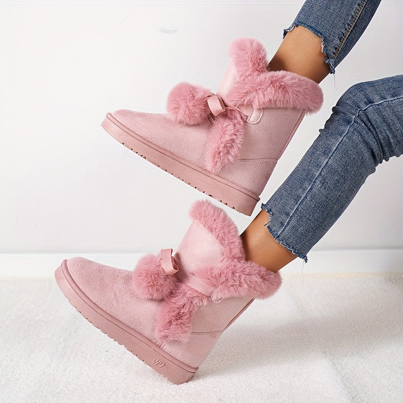 Women's Pompom Thermal Snow Boots Non Slip Snow Shoes