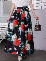 Floral Print A line Ankle Skirt for Spring & Summer