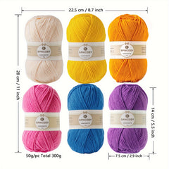 6pcs Beginner Crochet Yarn Easy to See Stitch Unisex Hand Knitting