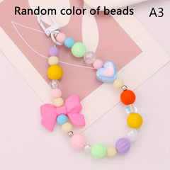 Colorful Bowknot Pendant Key Chain Heart Beaded Charm