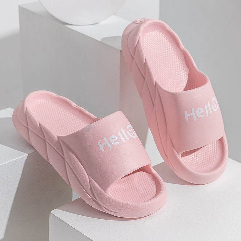 Letter Print Quick Dry Slides Couple Comfort Slippers