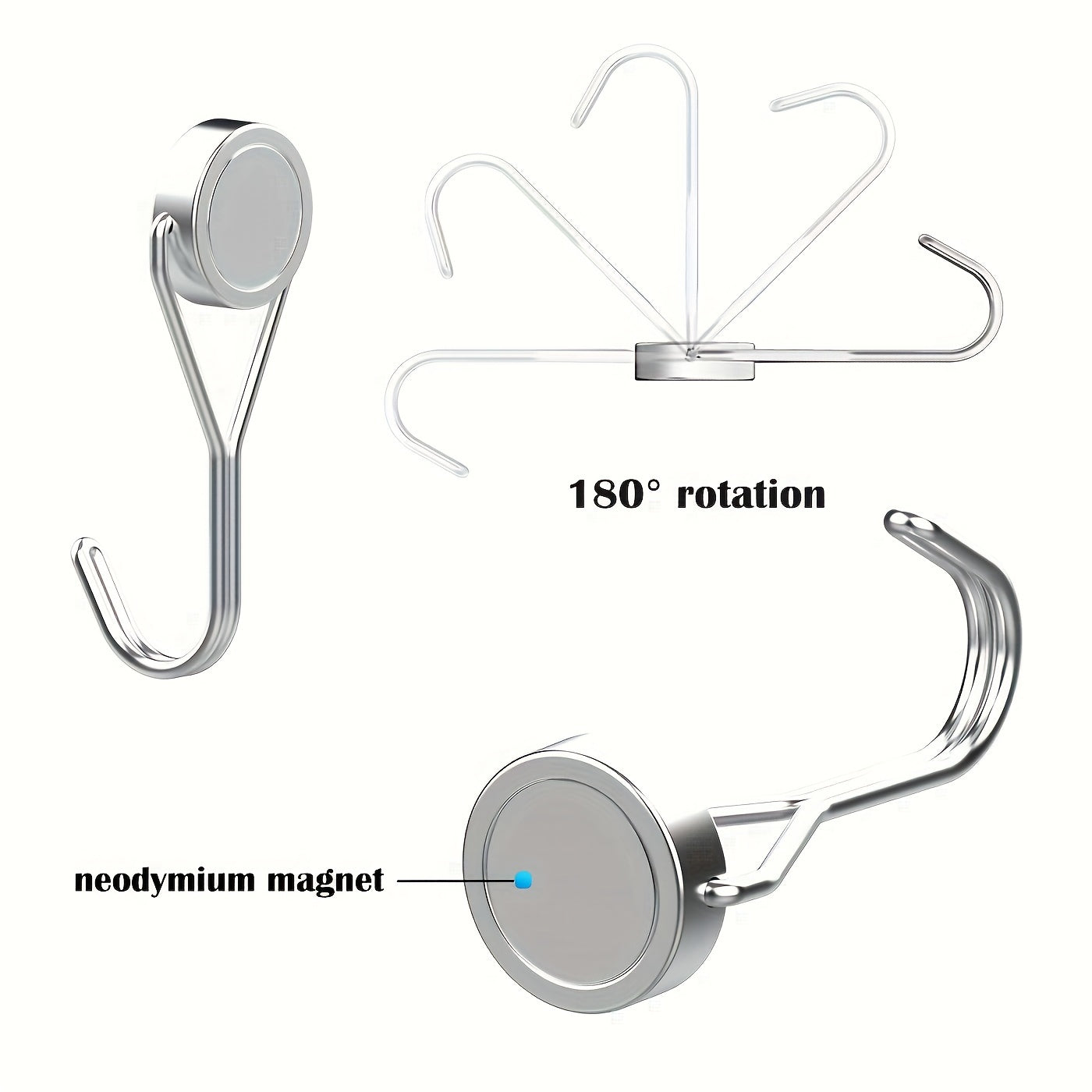 11pcs Magnetic Hooks 26Lbs Heavy Duty Neodymium Magnets Swivel Hook