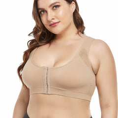 Front Closure Wireless Sports Bra Adjustable Strap Seamless Elastic Yoga Fitness