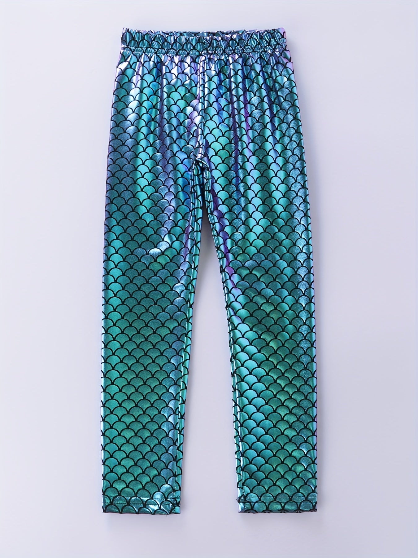 Girls Mermaid Party Footless Leggings Stretch Toddler Kids Halloween Party Pants