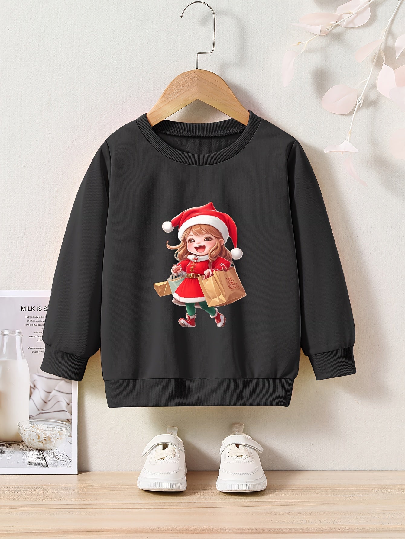 OERYUI Shopping Girl Graphic Sweatshirt Comfy Pullover Kids Clothes