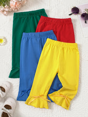 Baby Multicolor Comfortable Solid Trousers 3pcs Set Kids Flared Leg Pants