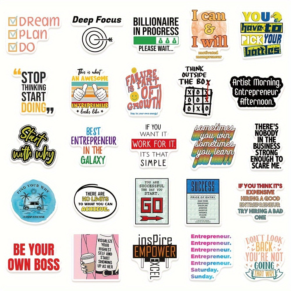 50pcs Entrepreneur Quotes Phone Case Stickers Waterproof Decor