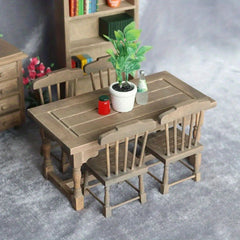 1:12 Scale Wooden Dining Table for Dollhouse Miniature Handcrafted