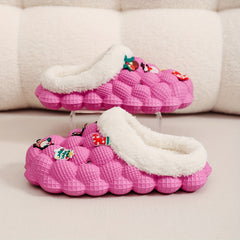 Boys Cartoon Plus Fleece House Shoes - Warm Non Slip Indoor Shoes