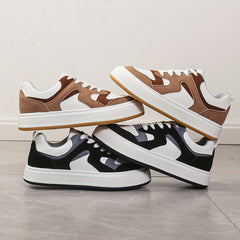 Colorblock Platform Skate Shoes Comfortable Lace Up Sneakers