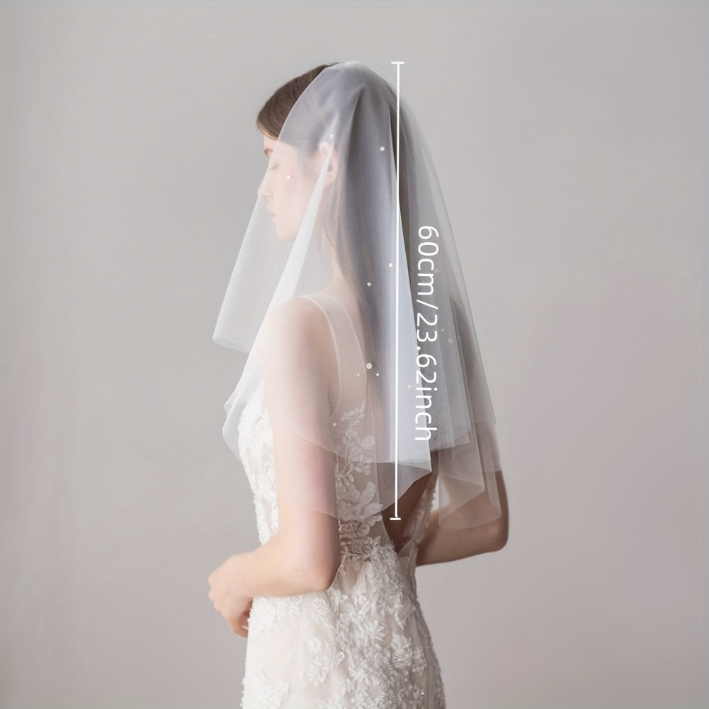 Double Layer Veil With Comb Bridal Veil Wedding Headdress Accessories