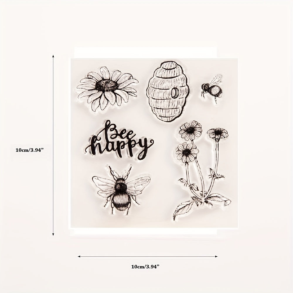 1pc Transparent Stamp DIY Hand Account Scrapbook Bee Happy Stamp