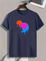 Gradient Splatter Print Men's Active T-shirt Stretch Tee For Summer