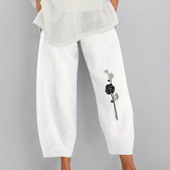 Floral Print Elastic Waist Pants for Women